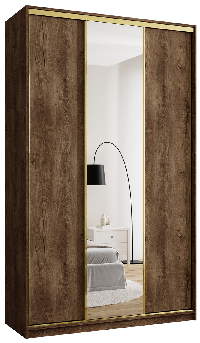 Wysoka szafa przesuwna z lustrem 150 cm GOLD NEW MAX