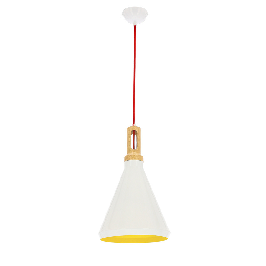 Biała lampa wisząca sufitowa do salonu ROBINSON wnętrze żółte