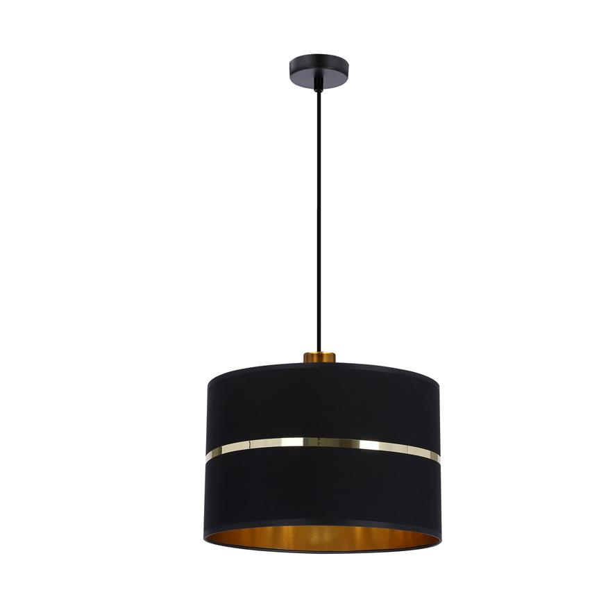Czarna złota lampa wisząca 30 cm do salonu ASSAM z abażurem