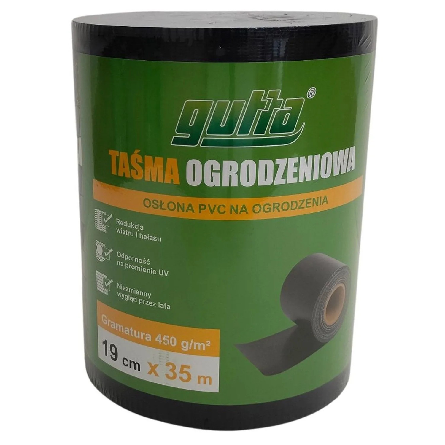 Taśma na ogrodzenie PVC antracyt - 19 cm x 35 m + 20 klipsów w komplecie