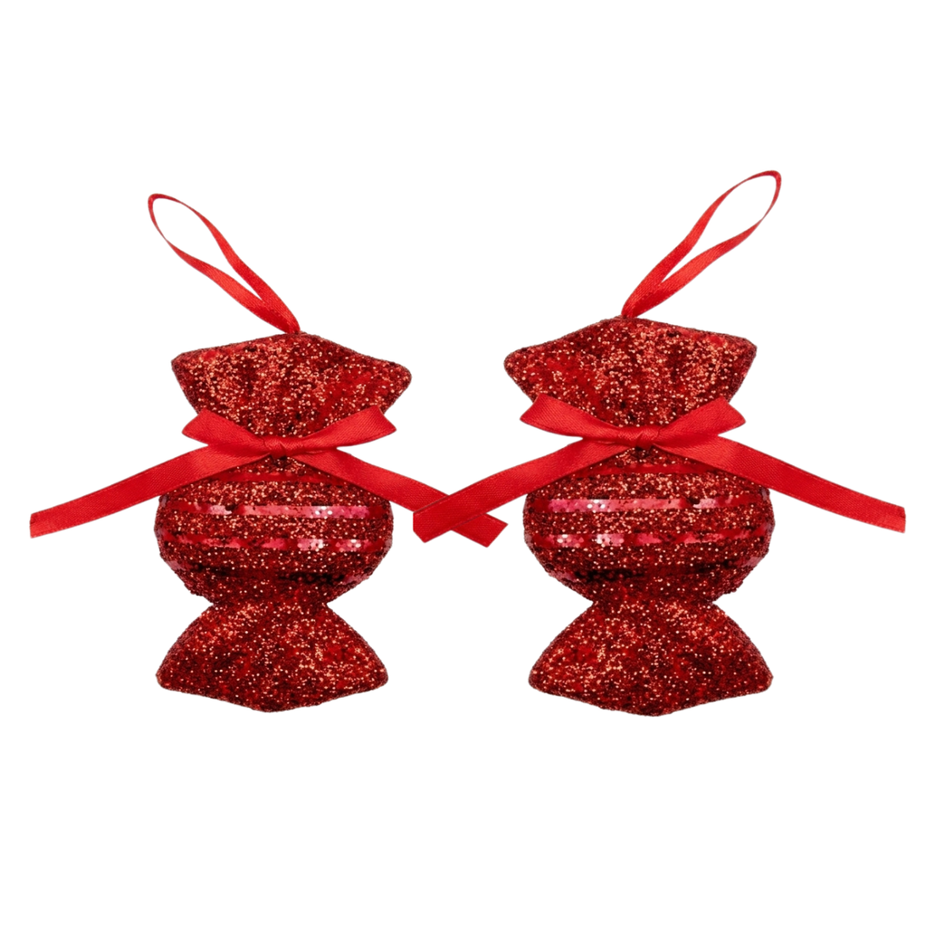 Zawieszka cukierek aksamitny czerwony 2 wzory 20 cm 1szt