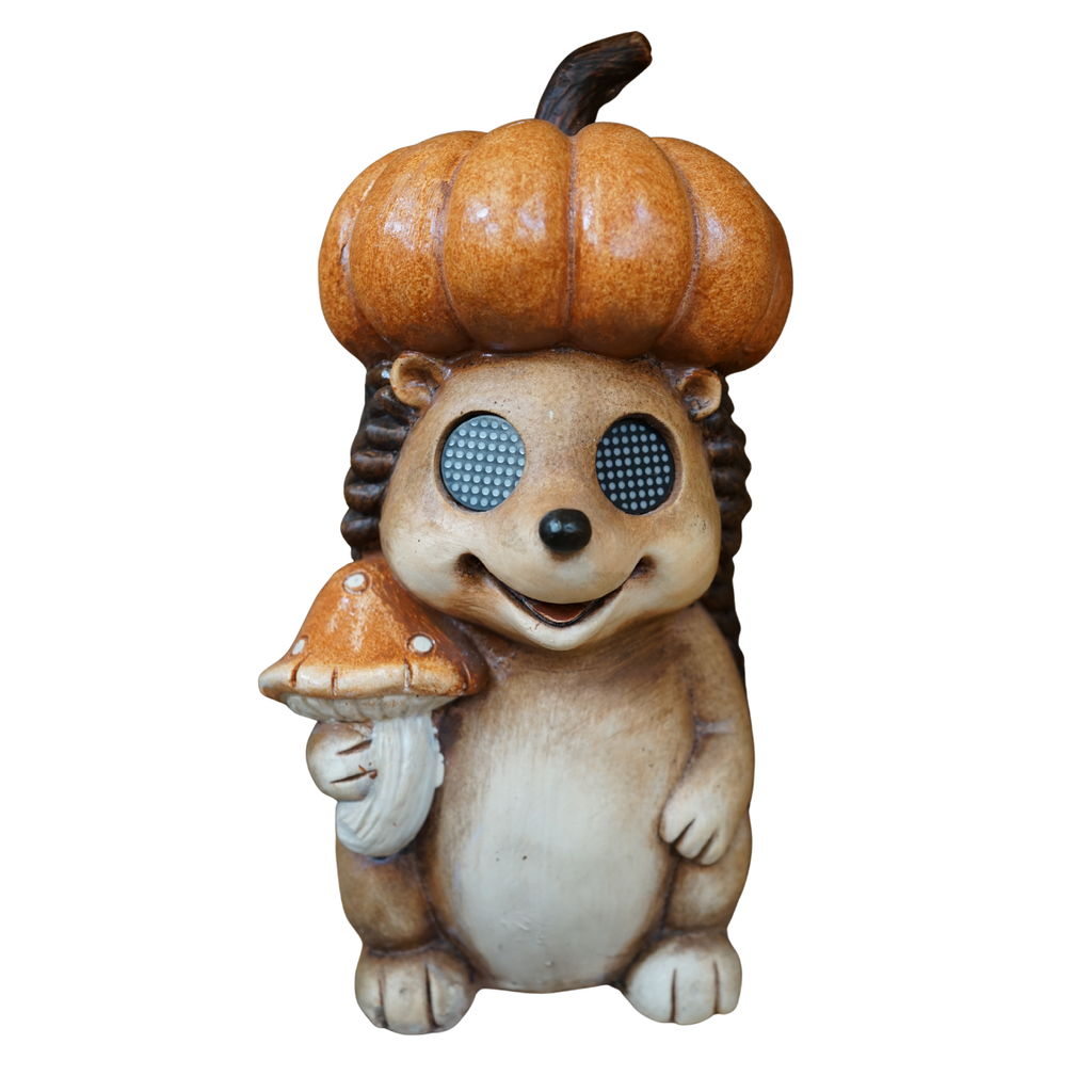 Figurka Jeż LED z dynią i muchomorem 21,9x39,7 cm
