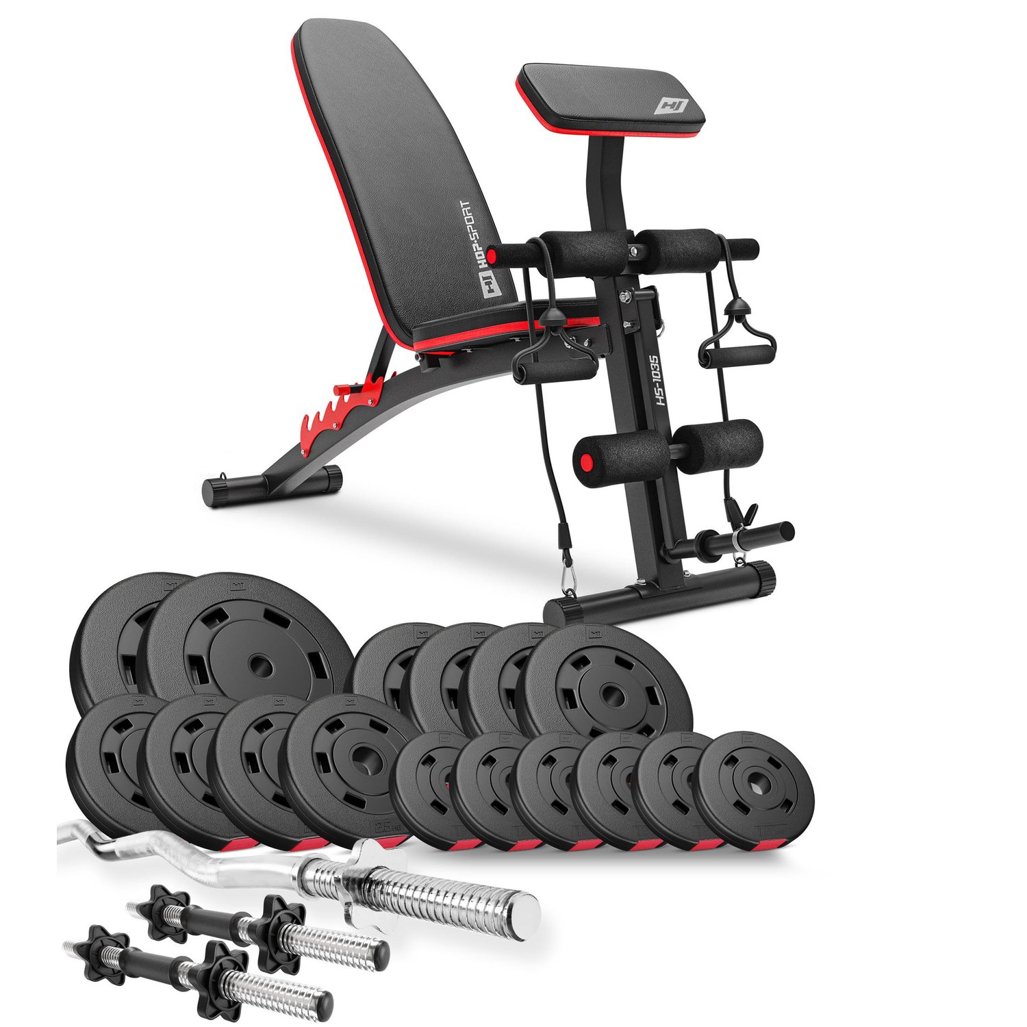 Kunststoff Hantelset 66 kg mit Hantelbank HS-1035