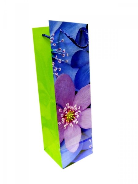 Ozdobne opakowanie, torebka na prezent "butelka" 12x35cm wz. Flower 002