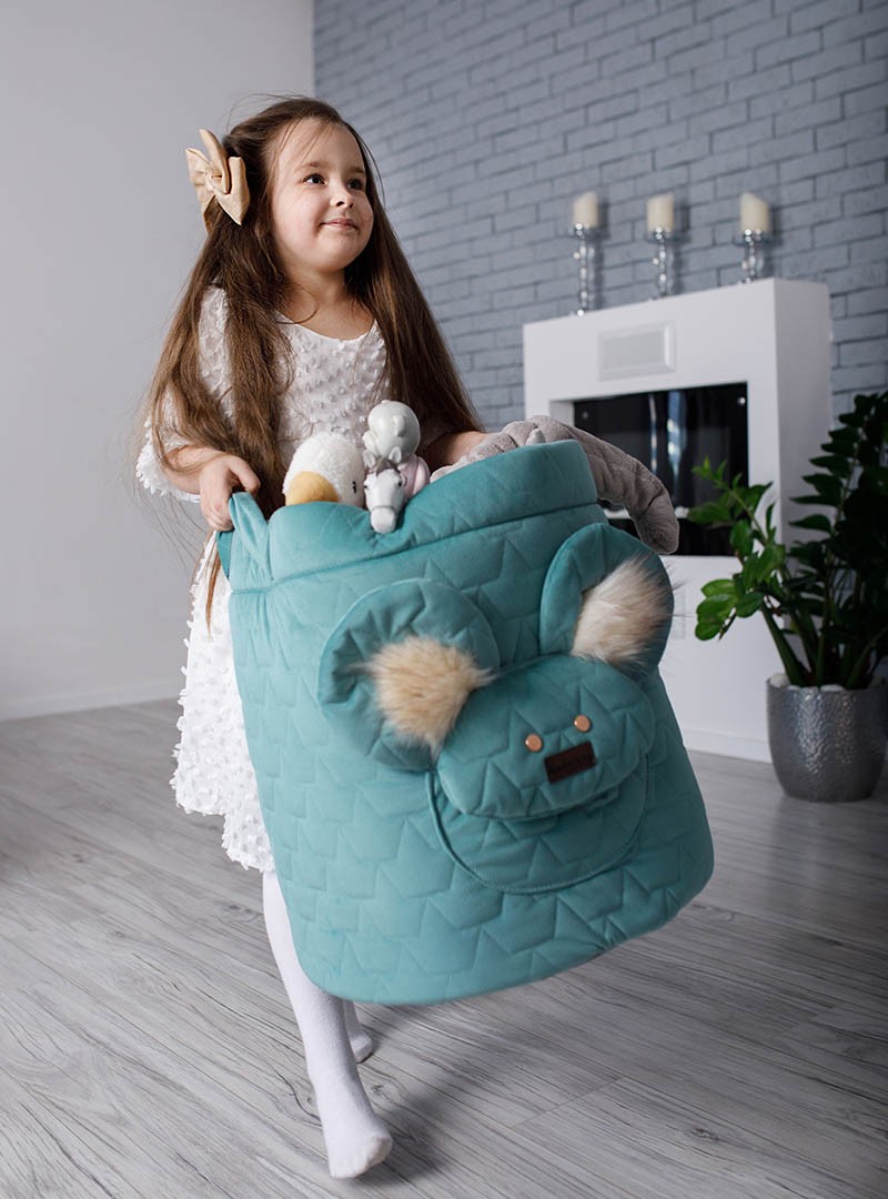 Kosz na zabawki Teddy Leaves Ocean Green Bez dodatkowej osłonki