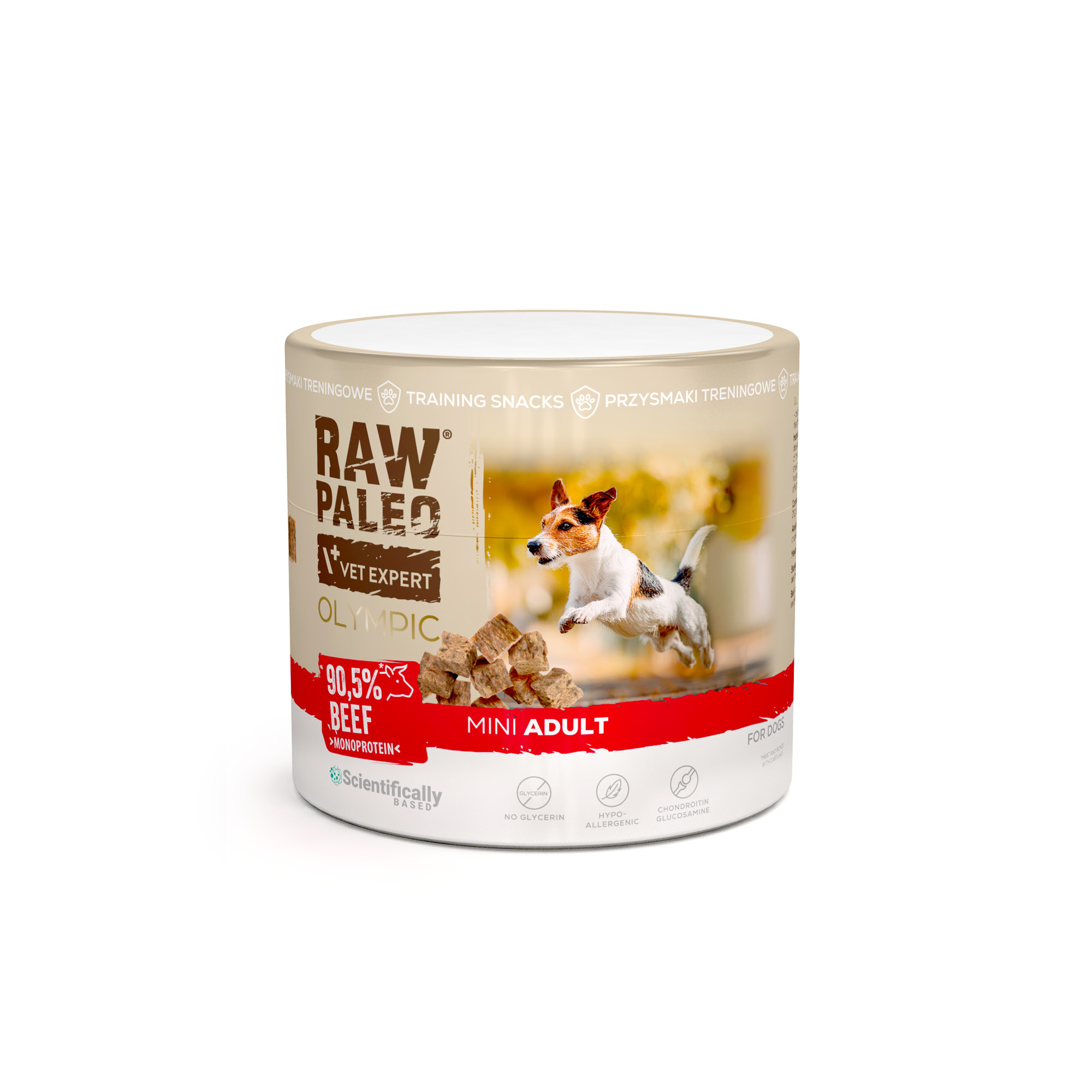RAW PALEO Olympic Beef Mini 90g - hipoalergiczny monoproteinowy przysmak treningowy dla psa