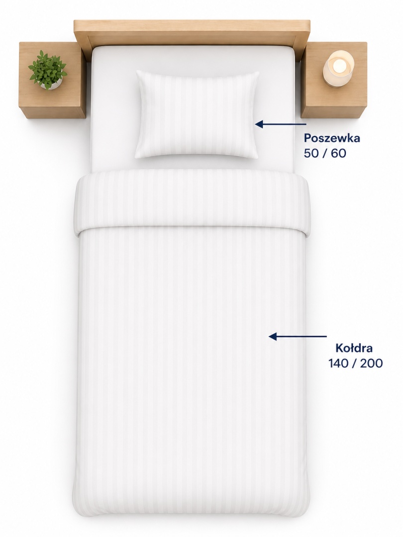 Pościel hotelowa ADAMASZEK 1 cm 140x200 + 50x60 | Zakładka hotelowa | 100% bawełna
