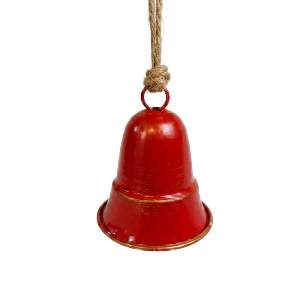 Zawieszka dzwonek metalowy czerwono/złoty 11cm