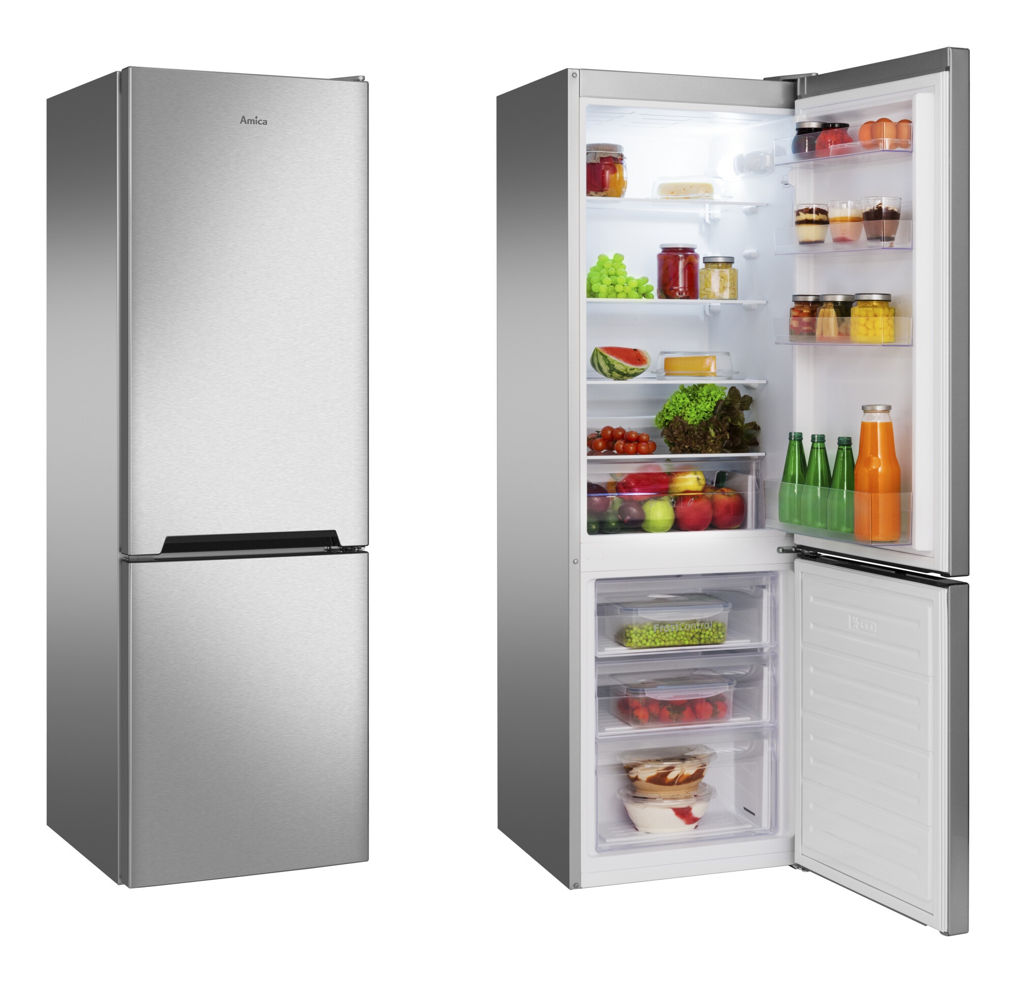 Lodówka Amica FK2515.4UTX(E) Inox FrostControl w zamrażarce