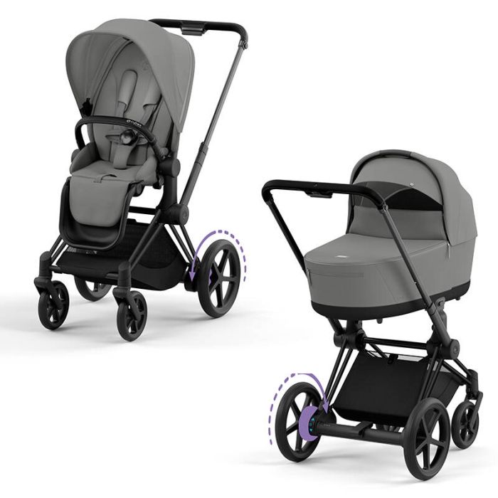 Cybex e-Priam - wózek uniwersalny głęboko-spacerowy z napędem elektrycznym-Mirage Grey-Matt Black