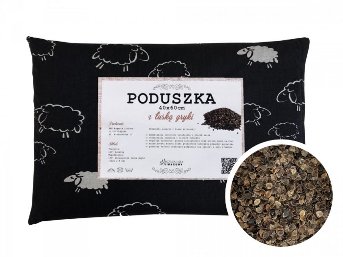 Poduszka z łuską gryki 40x60 wz. 8 baranki czarne