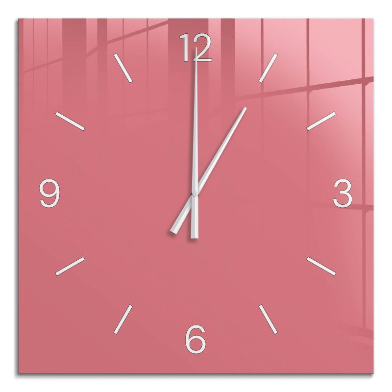 Zegar Wallfluent 60x60 Szkło hartowane Kolor łososiowy Do sypialni, do salonu, do biura białe wskazówki 1 szt.