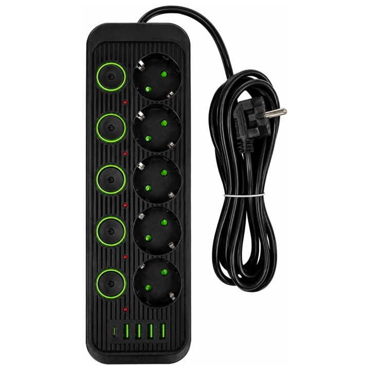 Listwa zasilająca 5m 5 gniazd 4xUSB DA714A - Henryx24