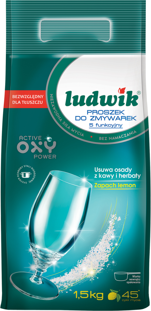 Proszek do zmywarek Ludwik, 5 funkcyjny, lemon, 1.5kg