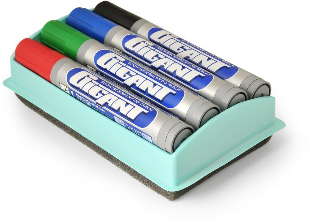 Marker suchościeralny Kamet Gigant, okrągła, 4 sztuki, 3mm, mix kolorów + gąbka