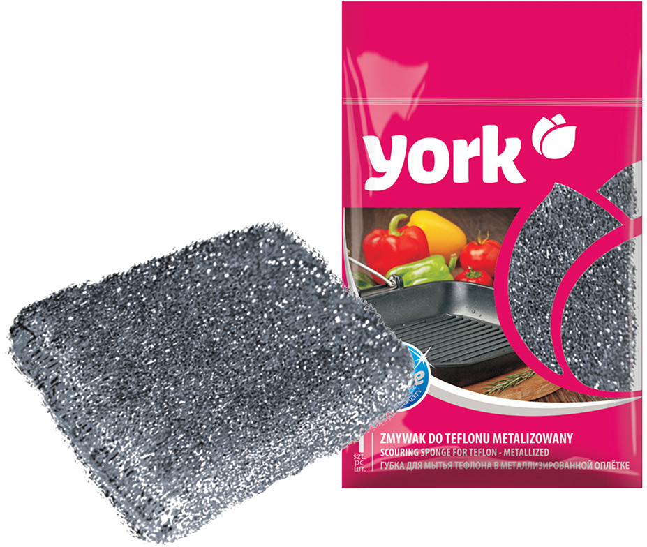 Zmywak kuchenny York, do teflonu, metalizowany, 1 sztuka, srebrny