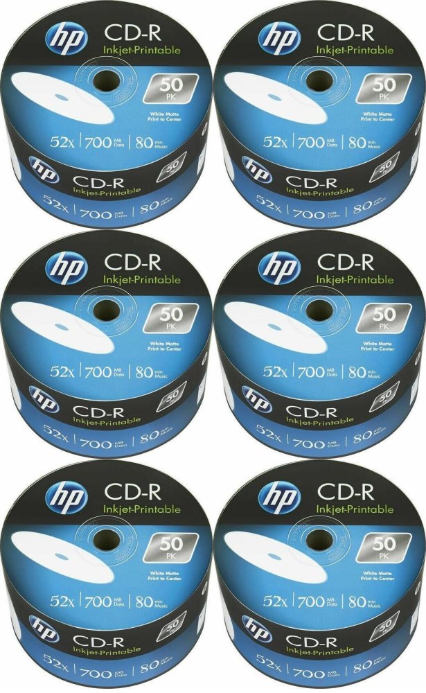 6x Płyta CD-R HP, do nadruku, do jednokrotnego zapisu, 700MB, szpindel 50 sztuk