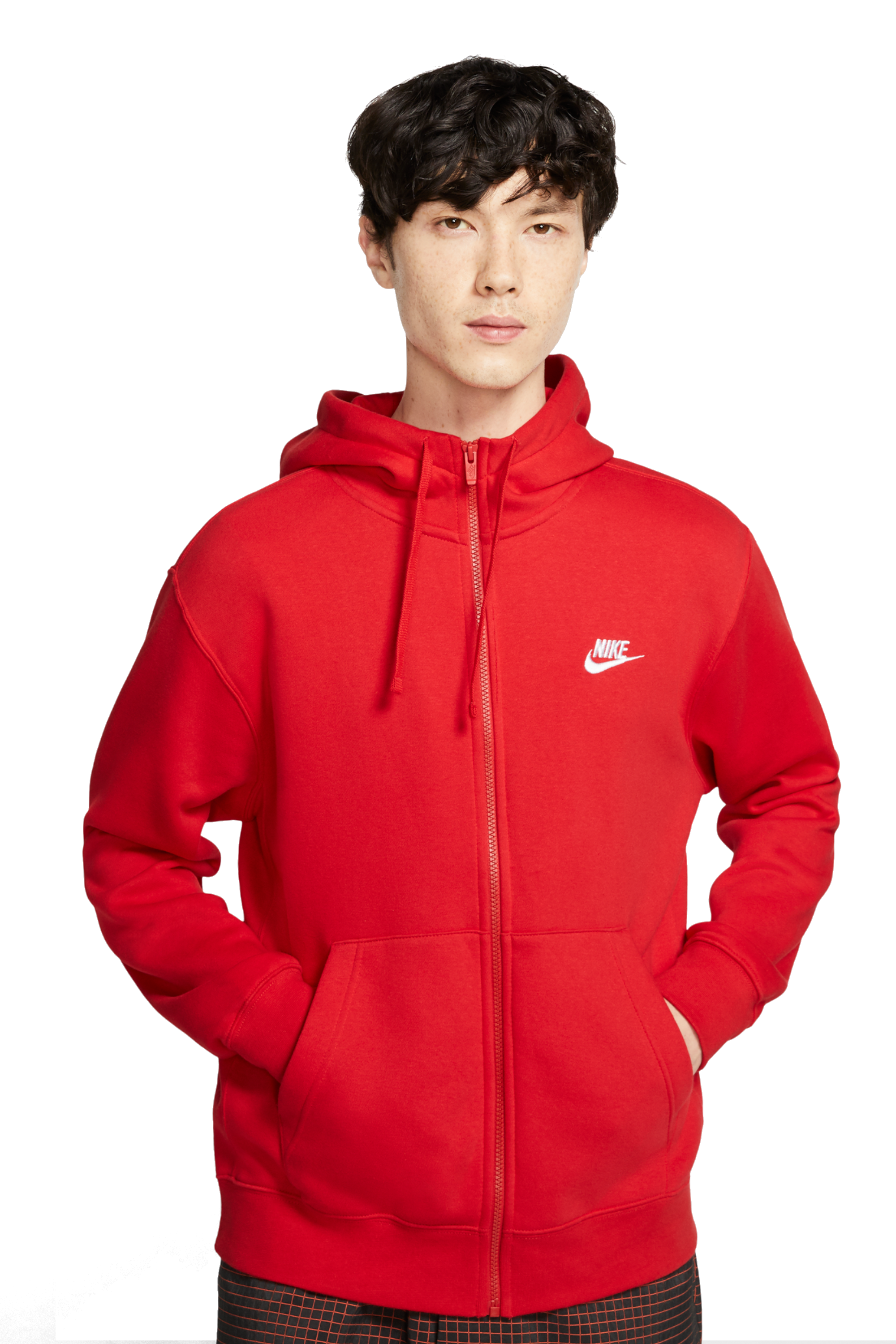 Bluza z kapturem Nike Sportswear Club Fleece FZ - Czerwony