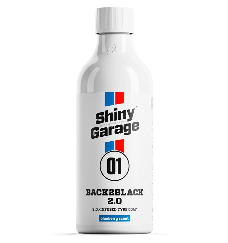 Shiny Garage Back2Black Tyre Coat 2.0 500ml Dressing do opon SiO2 , hydrofobowa ochrona i satynowe wykończenie
