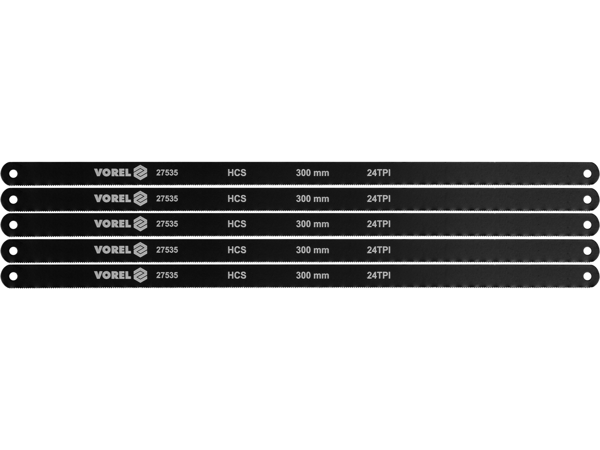Brzeszczot do metalu VOREL 300mm HCS zestaw 5 szt.uk 24 TPi stal węglowa 27535