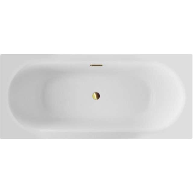 BESCO Wanna prostokątna VITAE SLIM+ 160x75 cm syfon z przelewem złoty