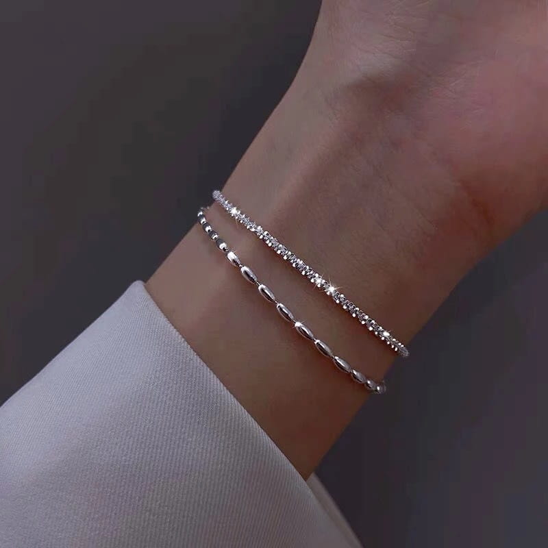 Srebrna damska bransoletka Double Layer