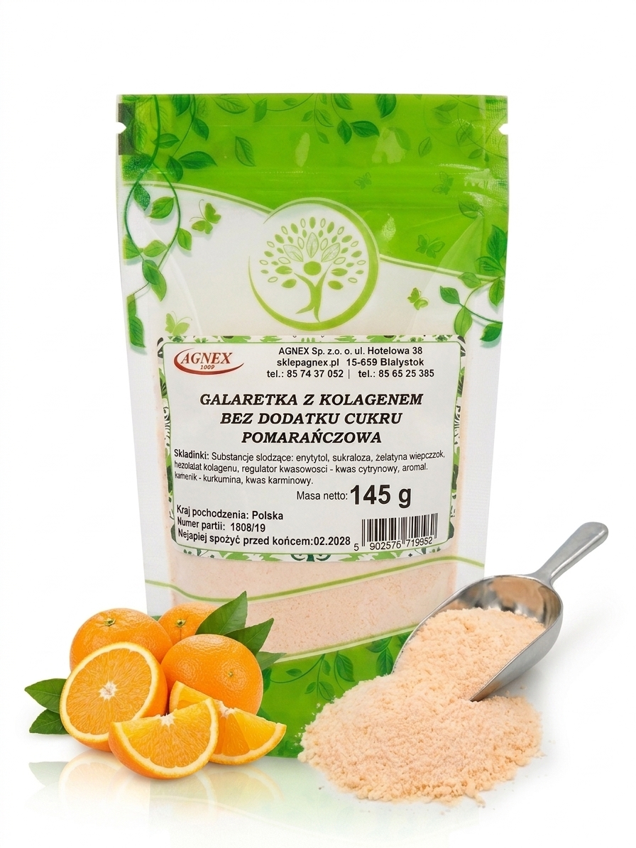 Galaretka z kolagenem bez dodatku cukru pomarańczowa 145g