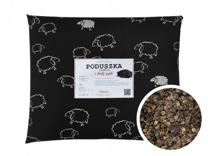 Poduszka z łuską gryki 70x80 wz. 8 baranki czarne