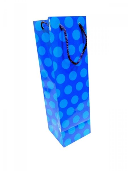 Ozdobne opakowanie, torebka na prezent "butelka" 12x35cm wz. Grochy 03