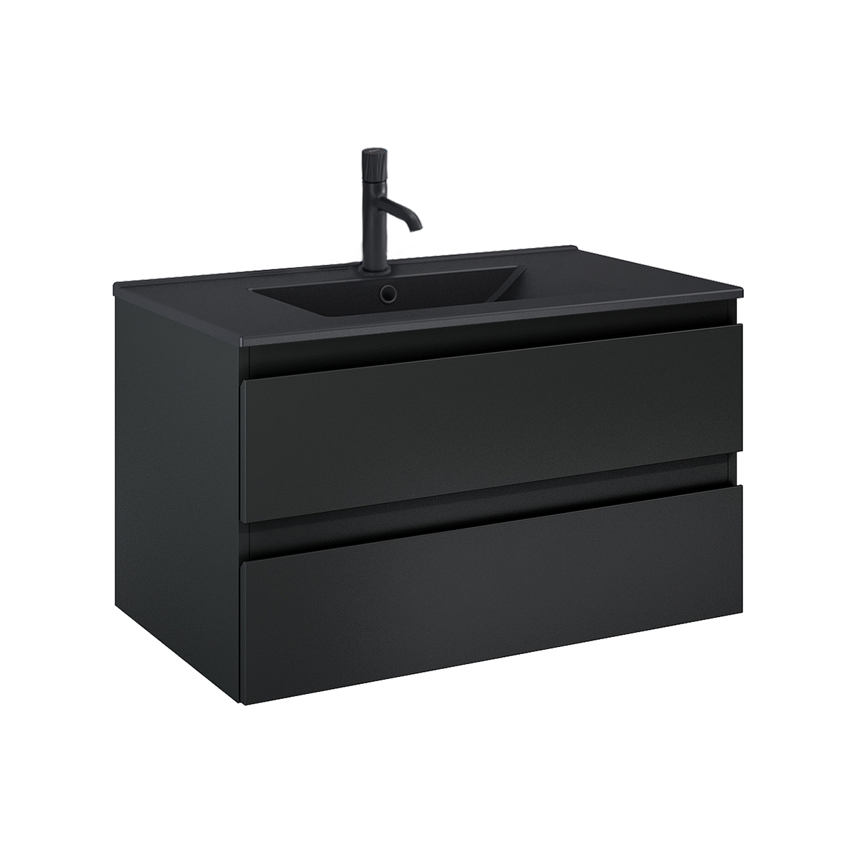 Darmowa Dostawa - Umywalka z szafką 80 cm czarną Oltens Vernal 68037300