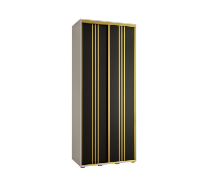 Szafa przesuwna Abiks DAVOS 6 wysoka szer.110cm gł.45cm biały/czarny/złoty 1szt.