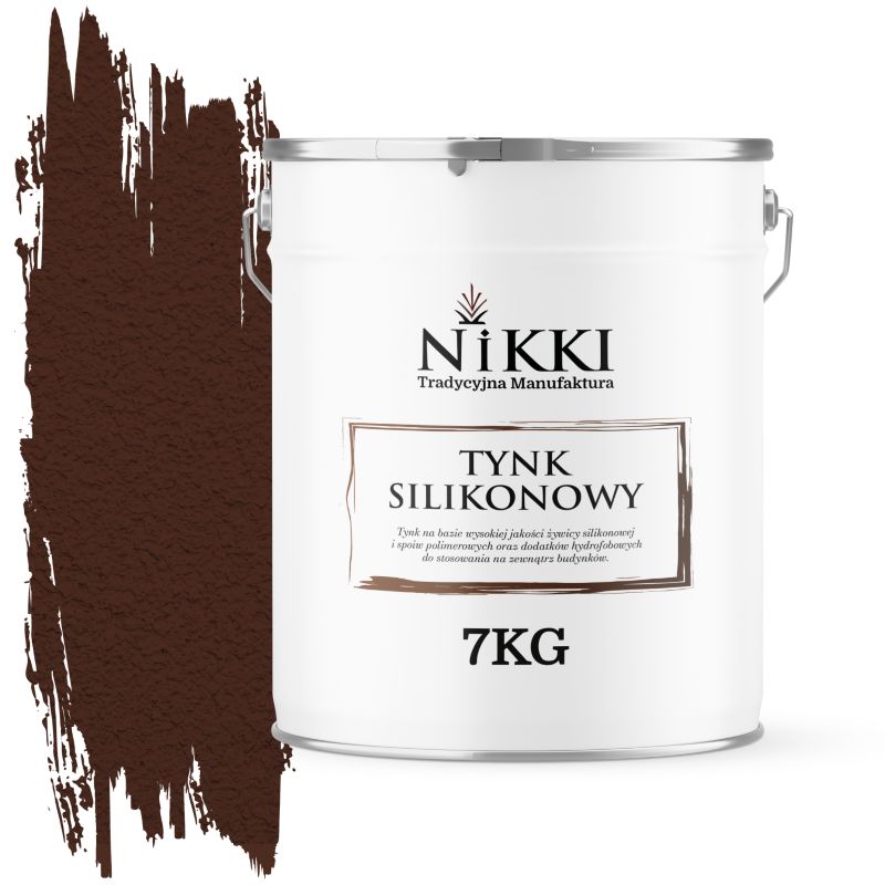 Tynk Silikonowy NIKKI do Elewacji i Fasad Baranek Brązowy Ciepły 8016 2mm 7KG