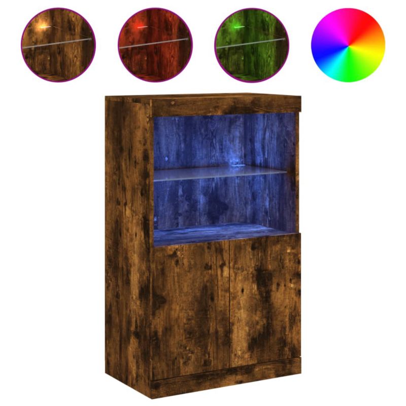 Szafka vidaXL z oświetleniem LED przydymiony dąb 60.5 x 37 x 100 elegancka 1 szt.