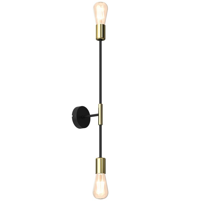 Kinkiet ścienny Luminex Flame czarny mat-złoty połysk styl minimalistyczny 2 x E27 x 15W IP20 wym: 65 x 10 x 15 cm - 1 szt.