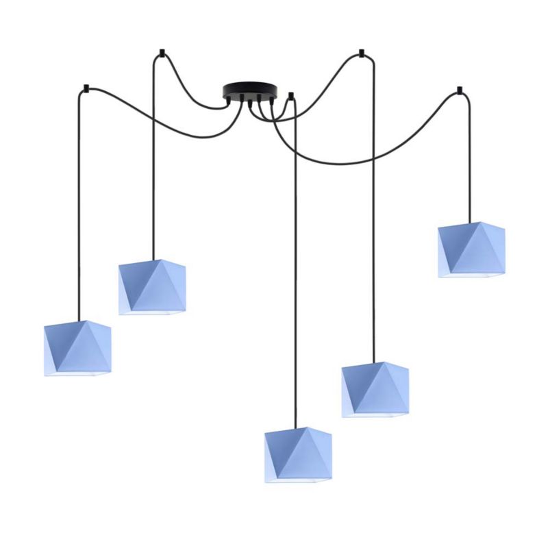 Lampa wisząca zwis Volta Light Factory żyrandol sufitowa pająk z abażurami diament Czarny/Niebieski POP Z5 1szt.