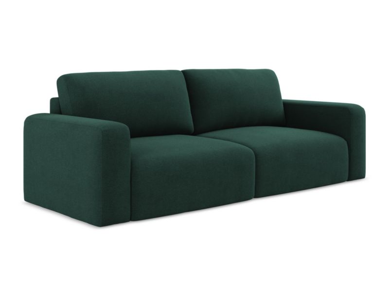 Kanapa 3-osobowa z funkcją spania LaMiaSofa OSTIA z tkaniny strukturalnej 244x102 cm butelkowa zieleń 1 szt.