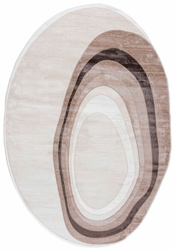 Dywan Dwustronny Wewnętrzny SILA LUX Owalny Mazovia 80 x 150 cm Beżowy Motyw Abstrakcyjny 1 szt.
