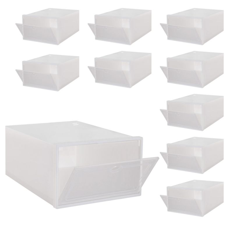 Pudełka na buty Springos z klapą 33x23,5x13,5 cm białe organizery 10 szt.