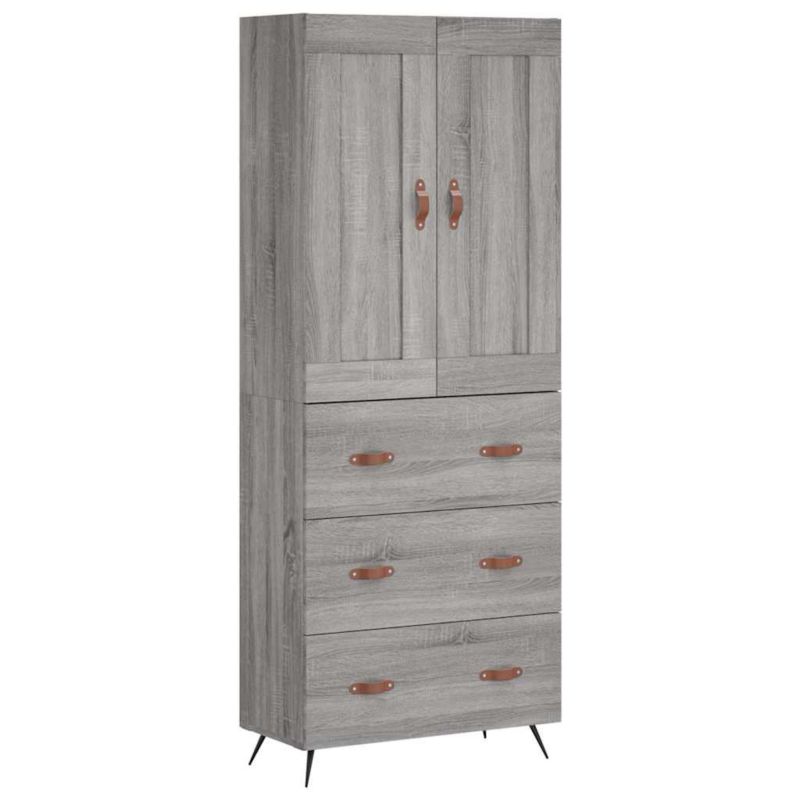 Witrynka vidaXL szary dąb sonoma z materiału drewnopochodnego 69.5 x 34 x 180 elegancka 1 szt.