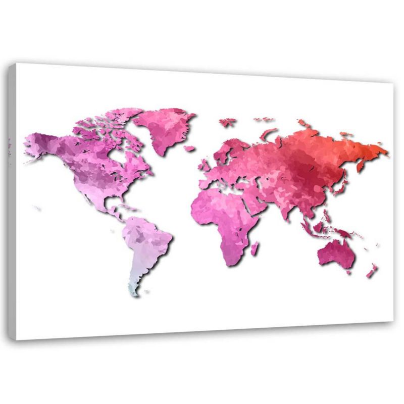 Obraz na płótnie Feeby Różowa mapa świata 90x60cm 1szt