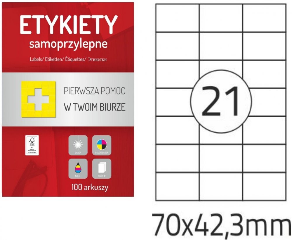Etykiety samoprzylepne Dalpo Memo Label 70x42,3 mm, 100 ark., biały