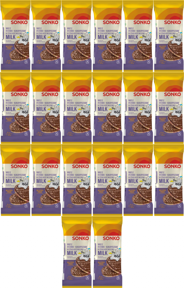 Wafle ryżowo-kukurydziane Sonko w czekoladzie mlecznej 4 szt. 65 g