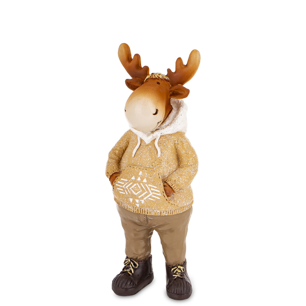 Figurka Renifer ON brązowa bluza z białym kapturem 20 cm
