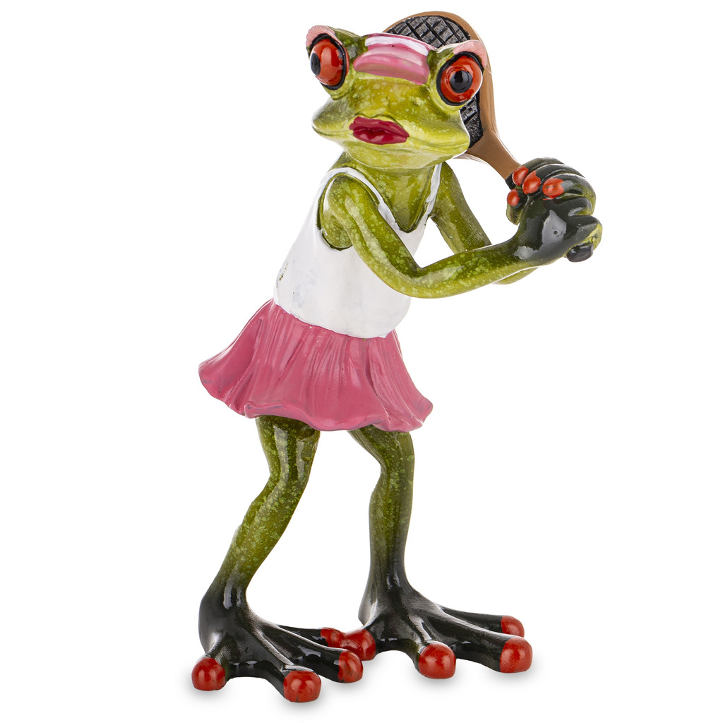 Figurka Żaba zielona ONA grająca w tenisa 15cm