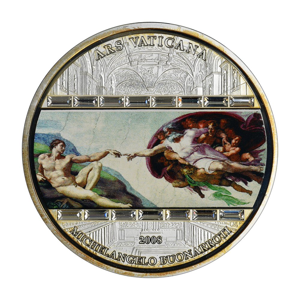 Srebrna moneta Masterpieces of Art: Stworzenie Adama 3 uncje 2008 - wysyłka 24 h! - Mennica Skarbowa