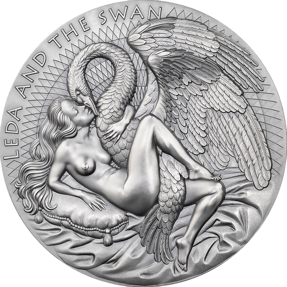 Srebrna moneta Niebiańskie piękno: Leda i łabędź 2024 1000 g (1 kg) - wysyłka 24 h! - Mennica Skarbowa