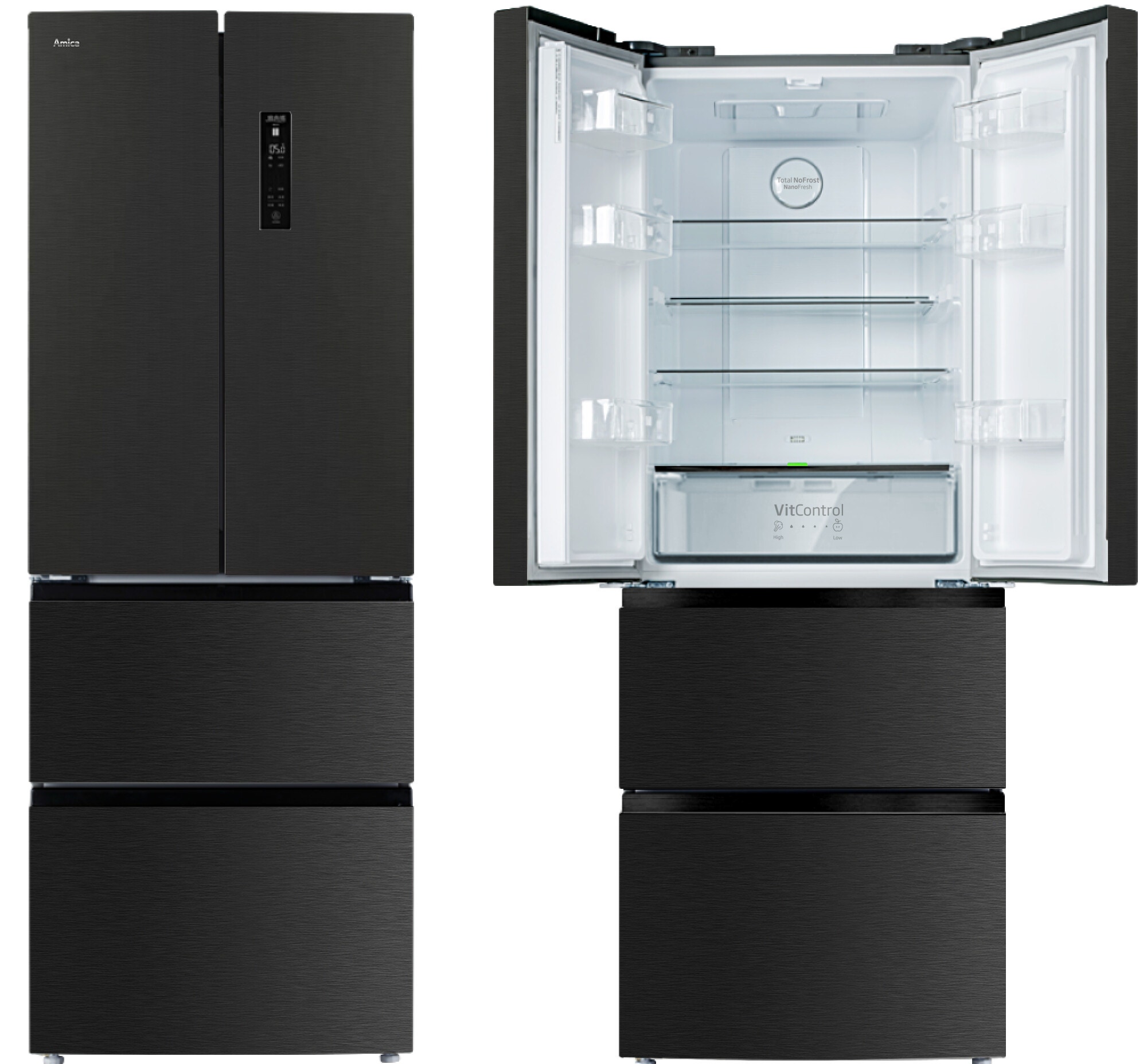 Lodówka Amica FY3269.6DFBX Czarny inox Total NoFrost