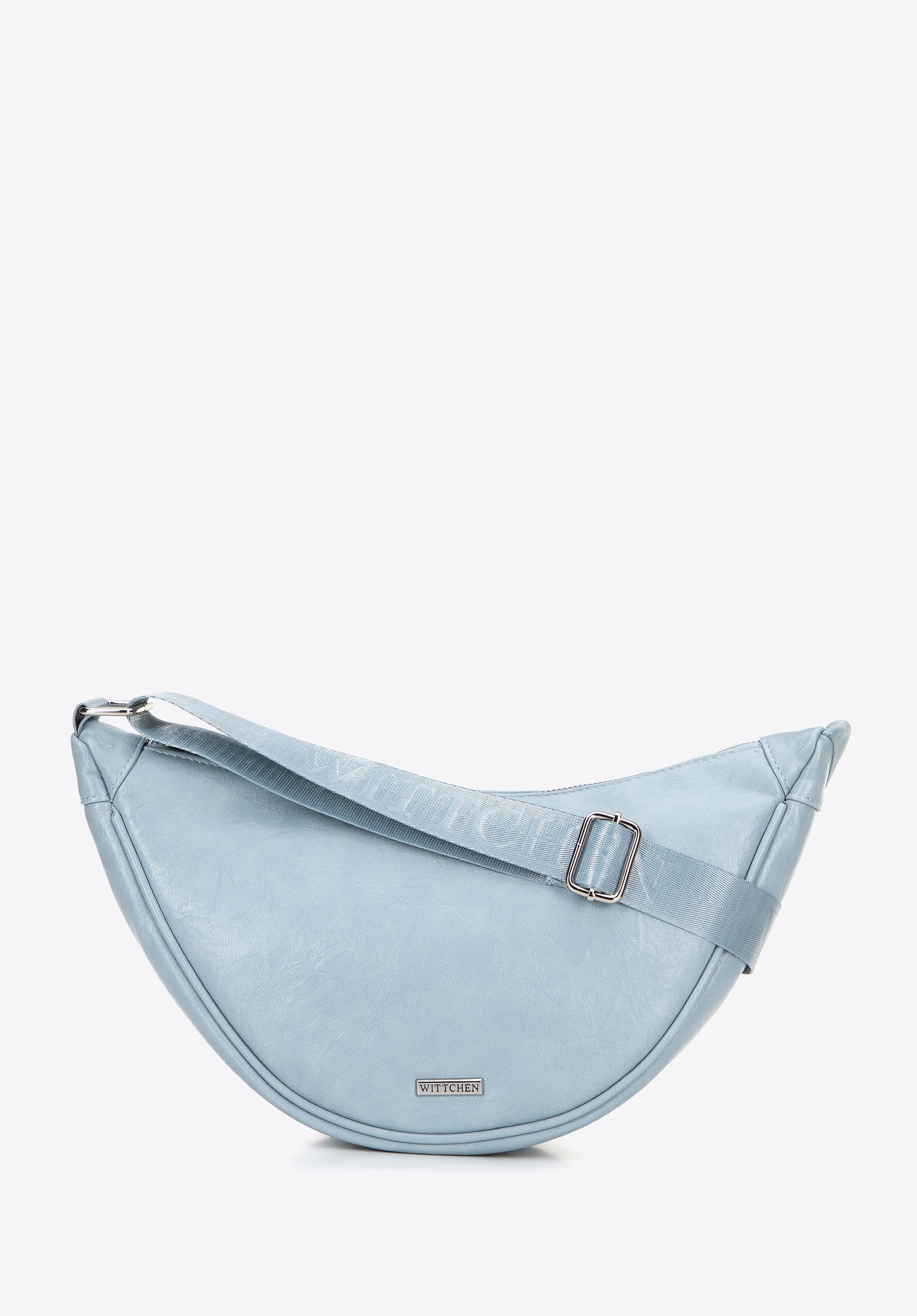 Damska torebka crossbody na szerokim pasku niebieska