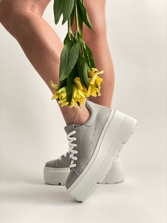 Sneakersy Na Platformie Szare