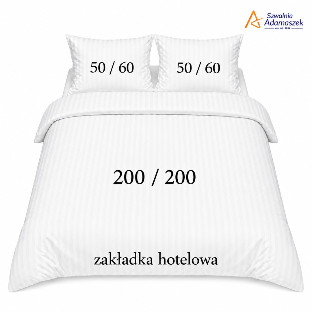 Pościel Hotelowa Adamaszek 1 cm 200x200 + 2x poszewka 50x60 | 100% Bawełna – Zakładka Hotelowa | Szwalnia Adamaszek